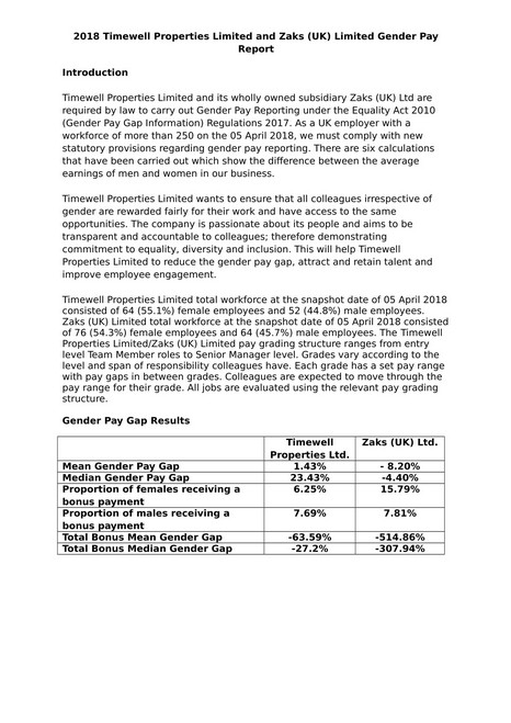 Gender Pay Report 2018 - 1 Gender Pay Report 2018 - 1